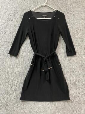 White House Black Market Dress Womens XXS Black 3/4 Sleeve Round Neck